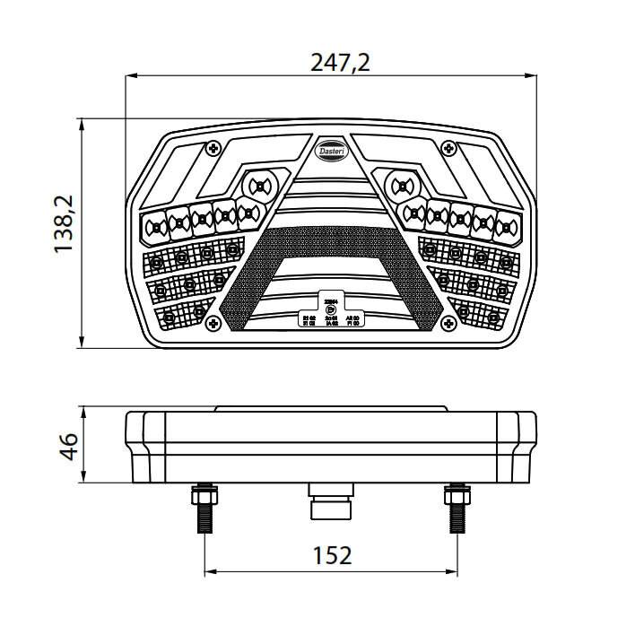 Dasteri LED Rückleuchte Links 6 Funktionen + Dynamisch Blinker