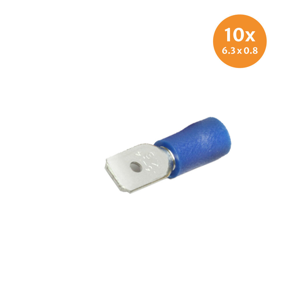 Flachsteck Isoliert Blau (6,3x0,8mm) 10 Stück Flachsteck Isoliert Blau (6,3x0,8mm) 10 Stück