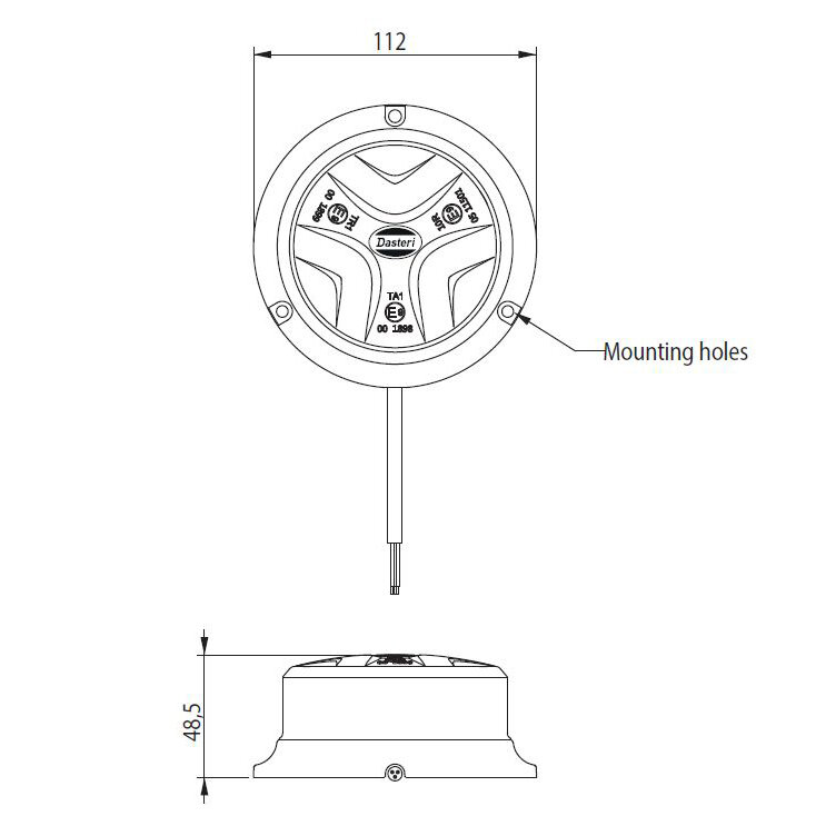 Dasteri LED Rundumleuchte Flache Montage Blau
