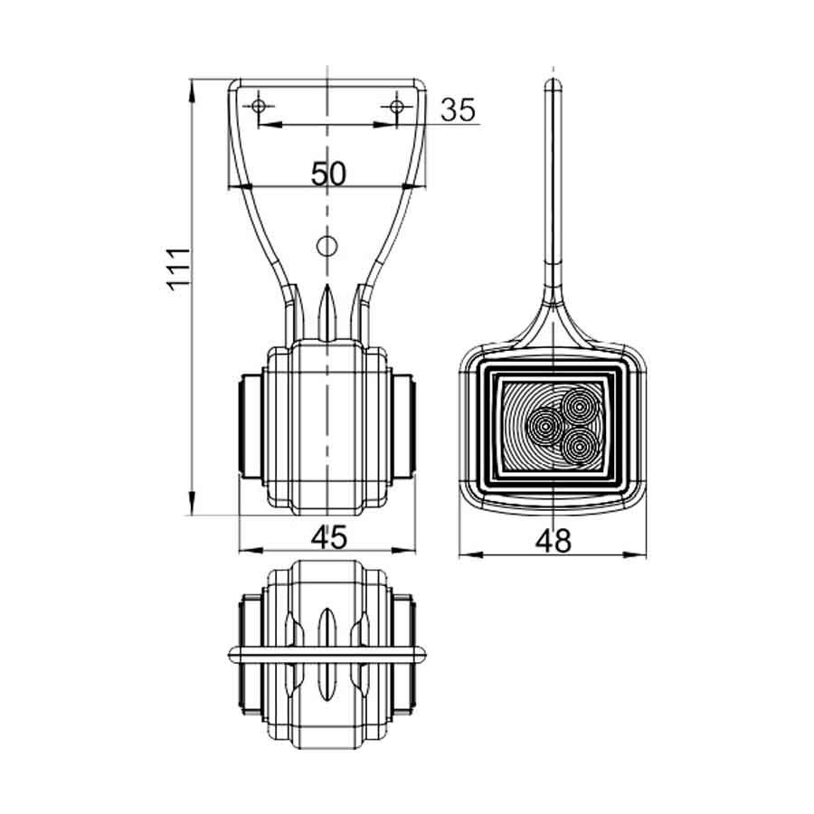 Horpol LED Postionsleuchte 2-Funktionen + 0,2m Kabel Rechts