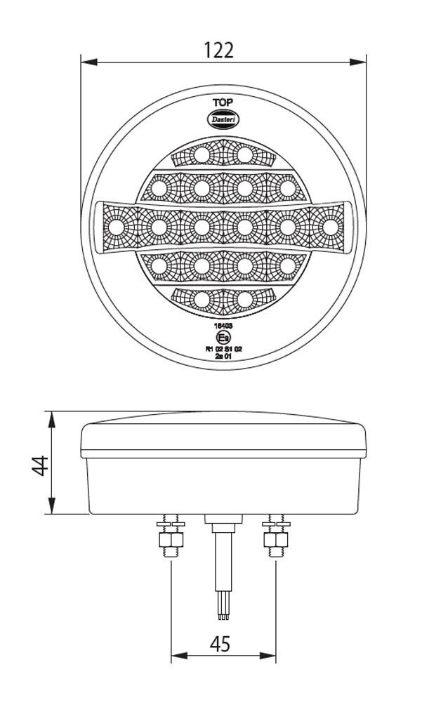 Dasteri LED 3-funktion Rückleuchte
