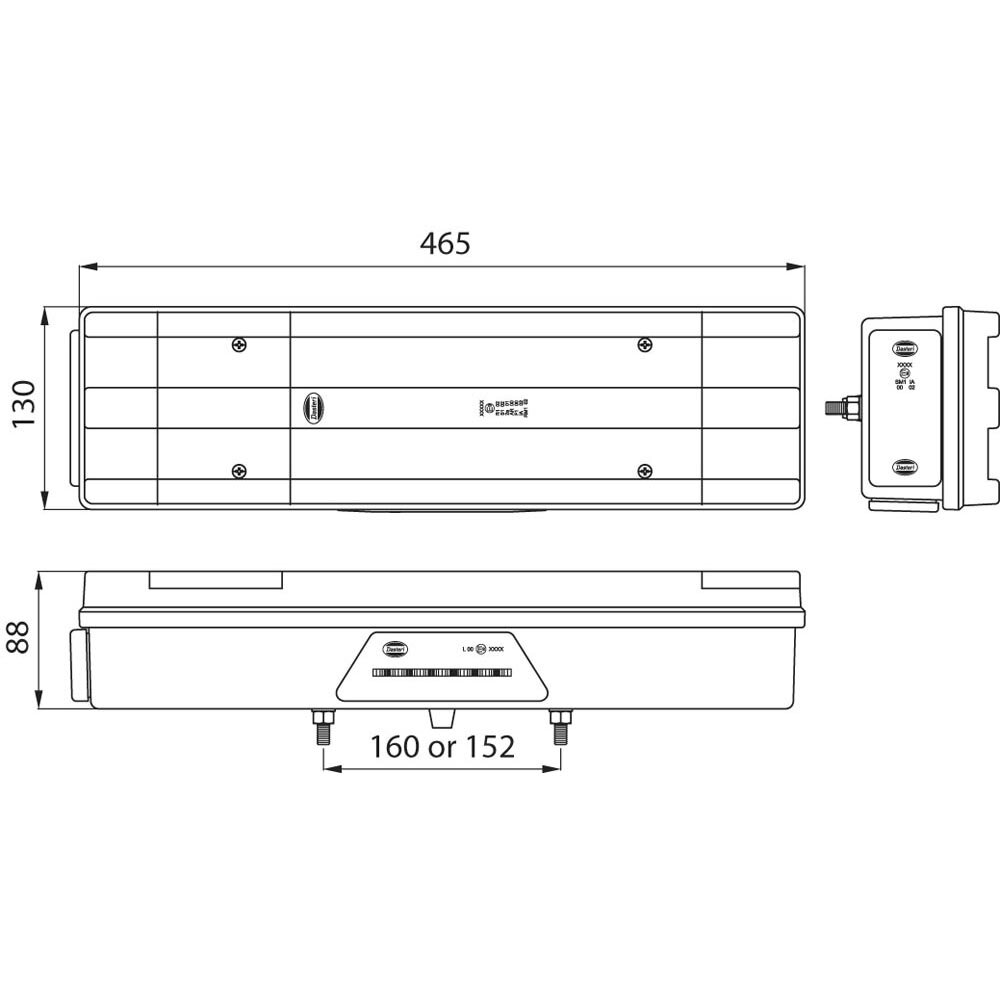 Dasteri LED Rückleuchte 7-Funktionen 24 Volt Rechts