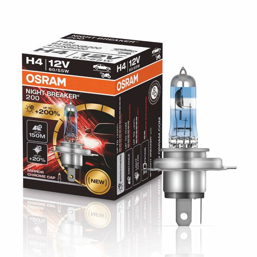 Osram H4 Halogen Birne 12V 60/55W P43t Night Breaker 200 Osram H4 Halogen Birne 12V 60/55W P43t Night Breaker 200
