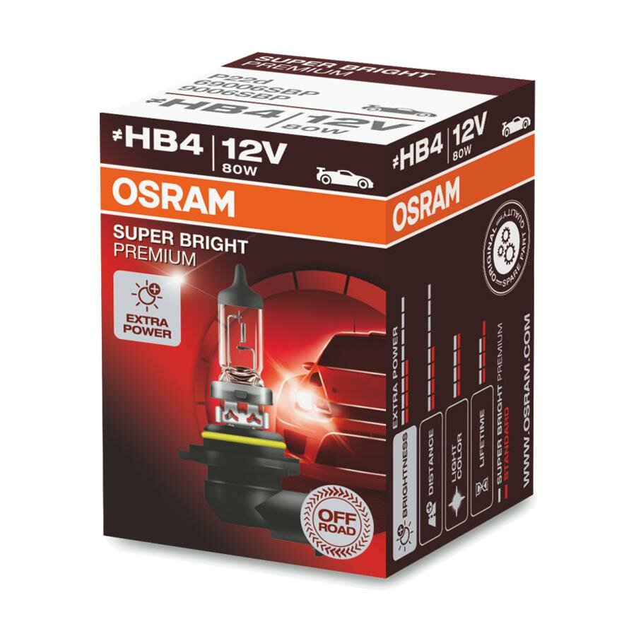 Osram HB4 Halogen Birne 12V 80W Super Bright Premium P22d Osram HB4 Halogen Birne 12V 80W Super Bright Premium P22d