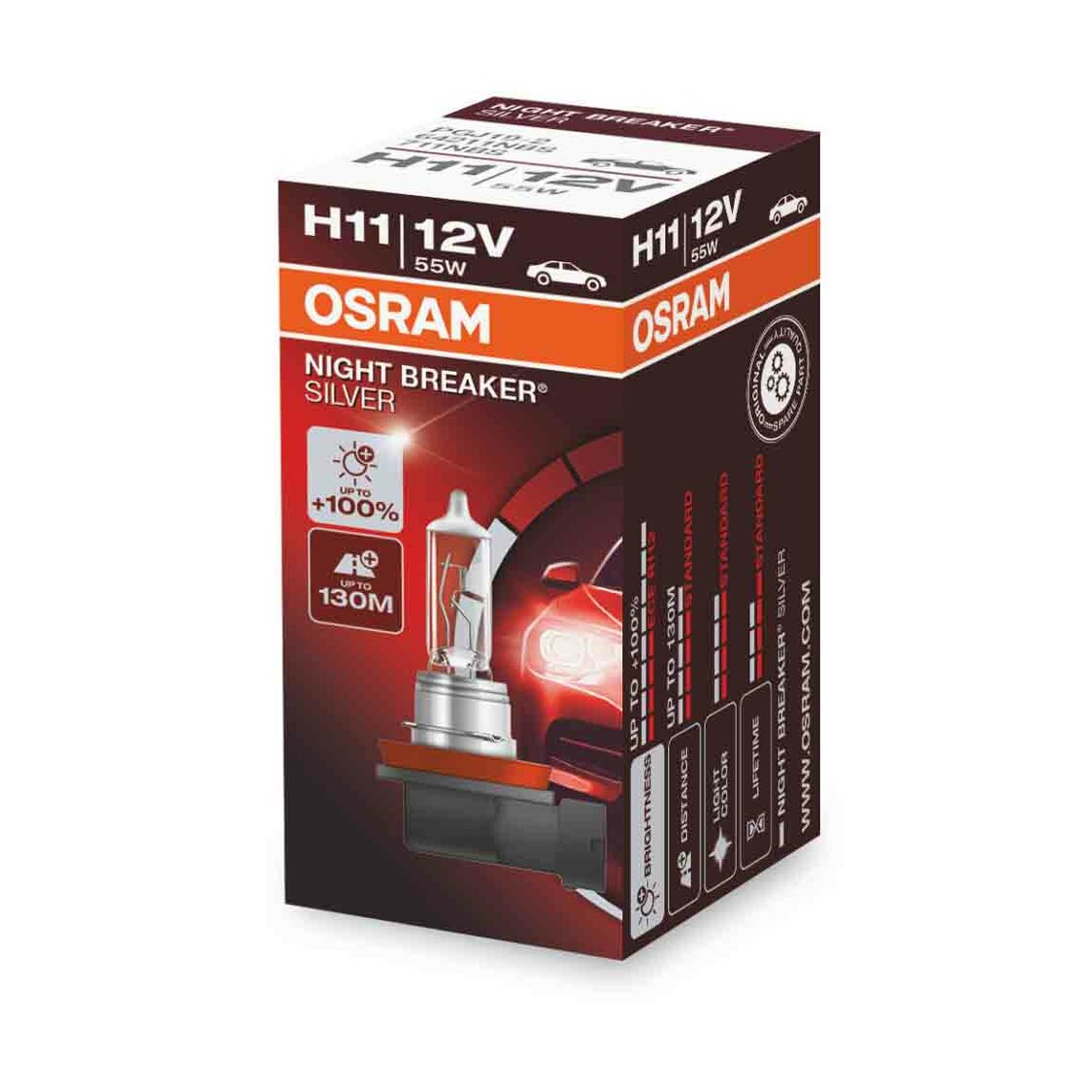 Osram H11 Halogen Birne 12V 55W PGJ19-2 Night Breaker Silver Osram H11 Halogen Birne 12V 55W PGJ19-2 Night Breaker Silver