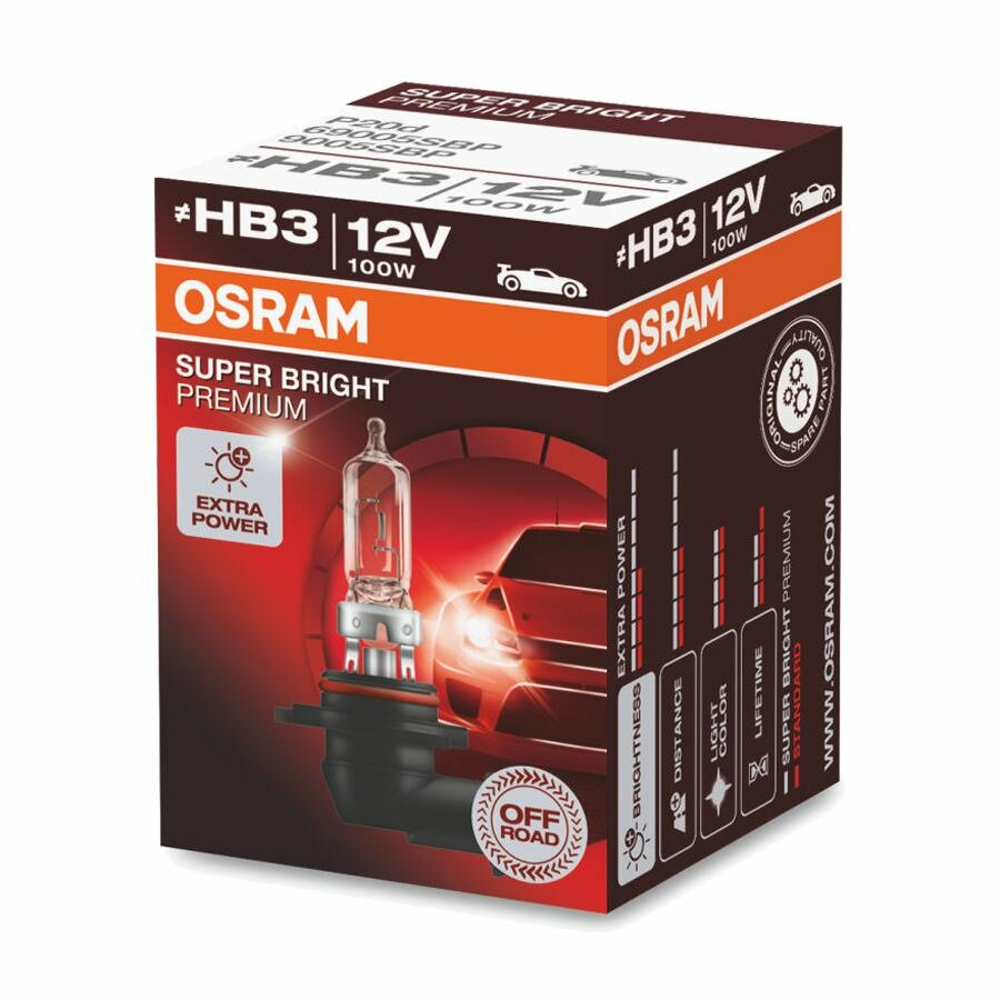 Osram HB3 Halogen Birne 12V 100W Super Bright Premium P20d Osram HB3 Halogen Birne 12V 100W Super Bright Premium P20d