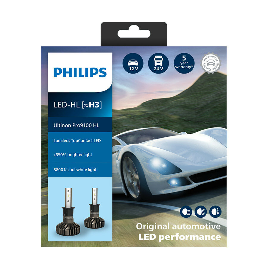 Philips H3 LED Hauptscheinwerfer 12/24V 20W 2 St&uuml;ck