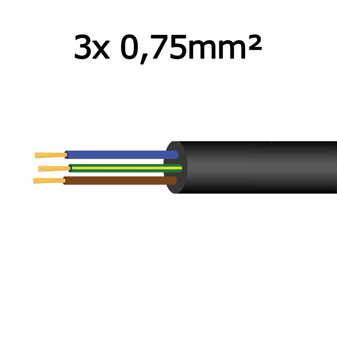 Flexibles Anschlusskabel 3x 0,75mm&sup2;