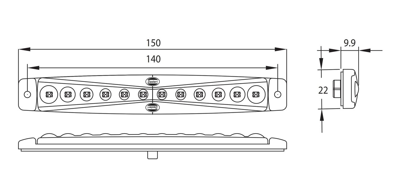Dasteri LED Positionsleuchte Rot Lang 12V