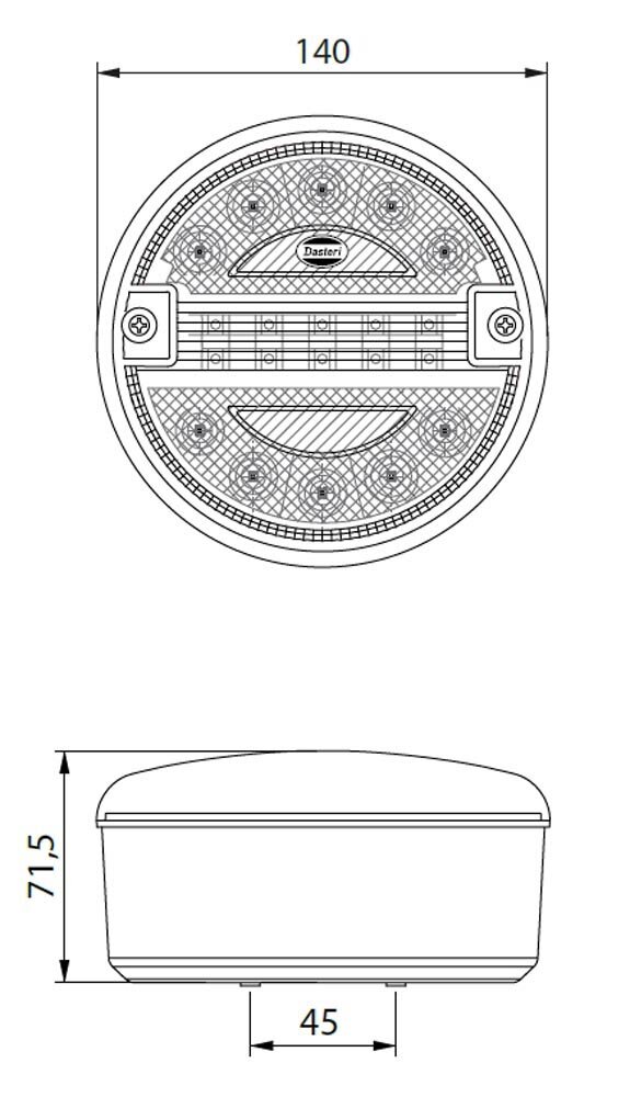 Dasteri Dasteri LED R&uuml;ckleuchte 2-Funktionen
