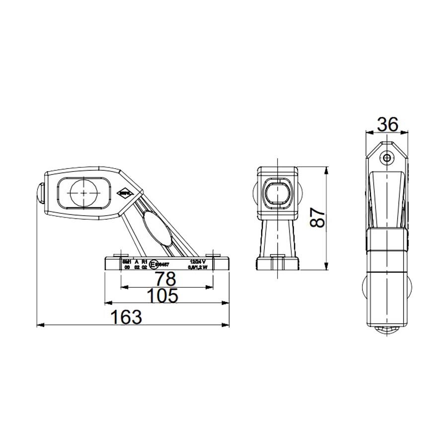 Horpol LED Begrenzungsleuchte 3-Funktionen Horizontaal L