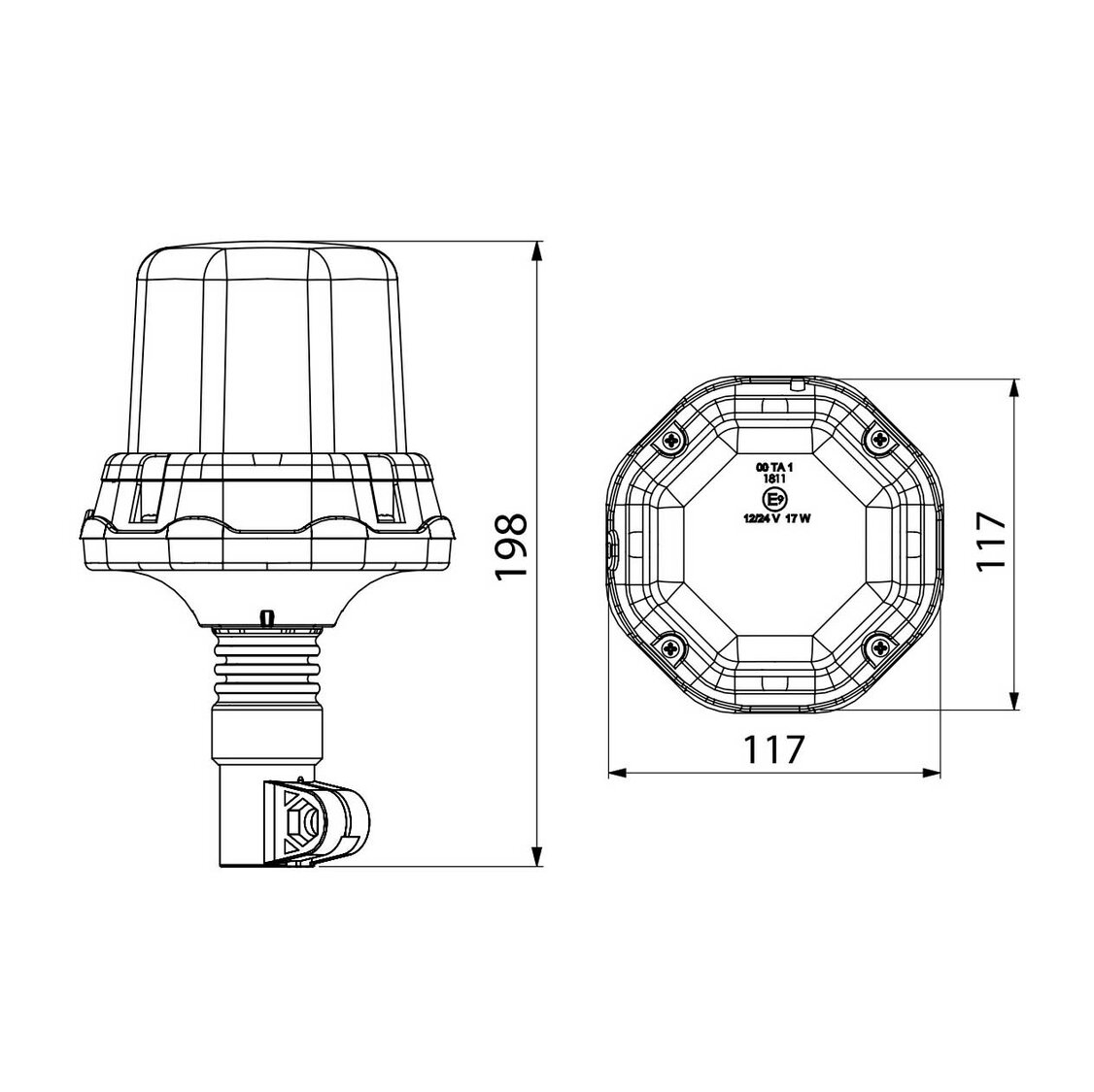 Horpol LED Warnleuchte DIN Halter Orange LDO-2276