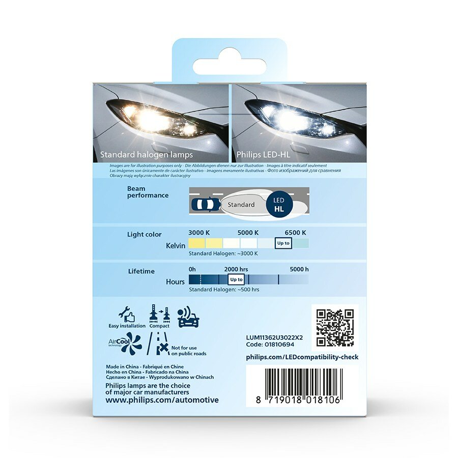 Philips H11 LED Hauptscheinwerfer 12-24V Ultinon Pro3022 Set