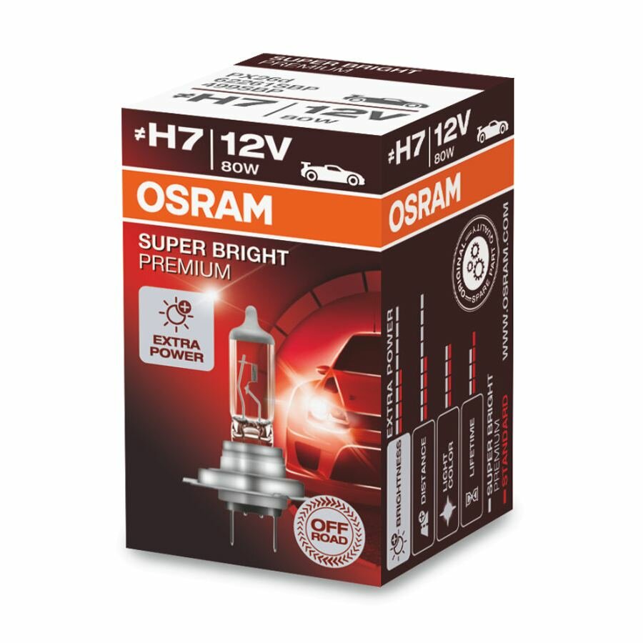 Osram H7 Halogen Birne 12V 80W Super Bright Premium PX26d Osram H7 Halogen Birne 12V 80W Super Bright Premium PX26d