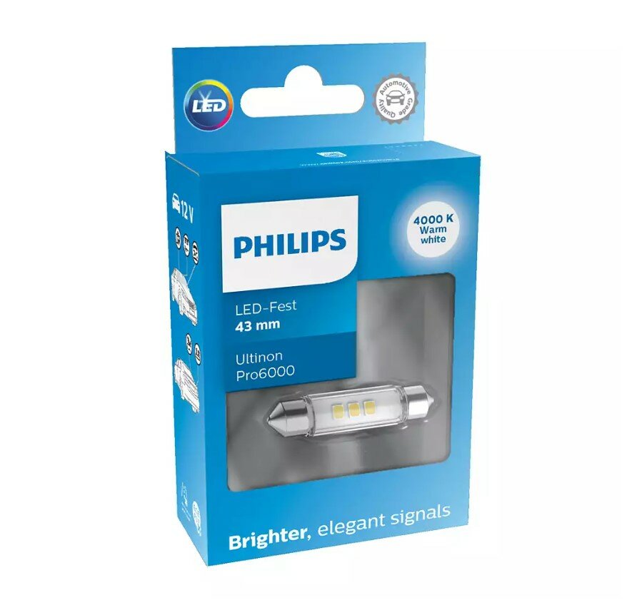 Philips SV8.5 Festoon 43 mm Neutralweiß 4000 K 12 V Philips SV8.5 Festoon 43 mm Neutralweiß 4000 K 12 V