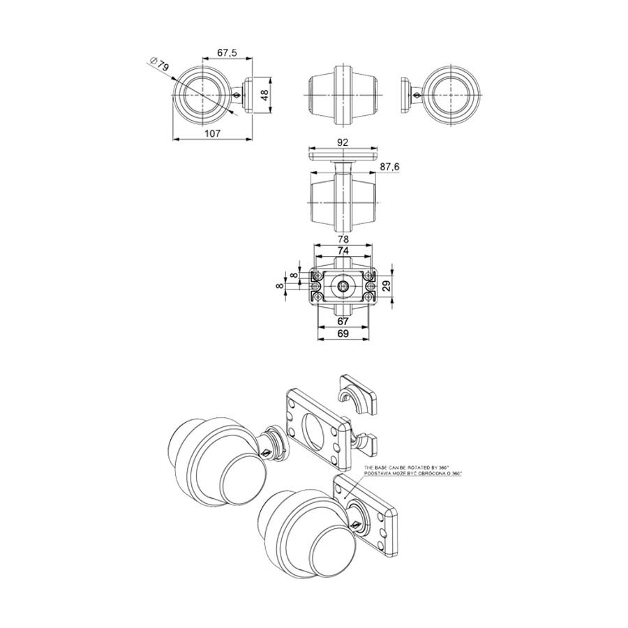 Horpol LED Begrenzungsleuchte 2-Funktionen + 0,6m Kabel