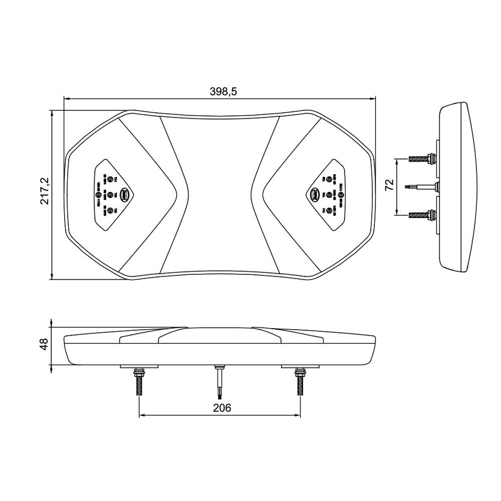 Dasteri LED Warnbalk Magnet Rot