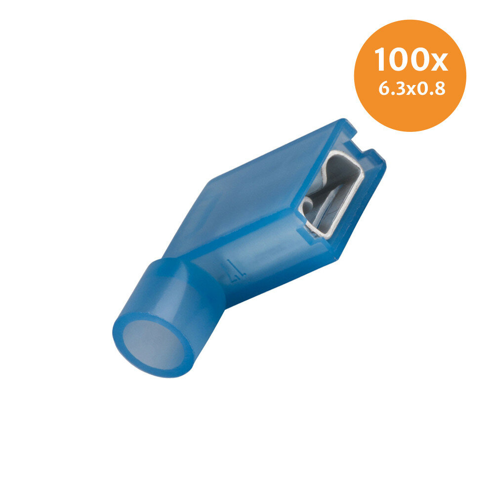 Flachsteckhülse Isoliert rechtwinklig Blau 100 Stück Flachsteckhülse Isoliert rechtwinklig Blau 100 Stück