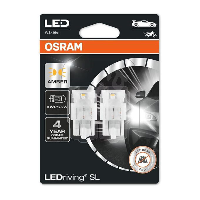 Osram W21/5W LED Retrofit Orange 12V W3x16q 2 Stück | OFF-ROAD ONLY Osram W21/5W LED Retrofit Orange 12V W3x16q 2 Stück | OFF-ROAD ONLY