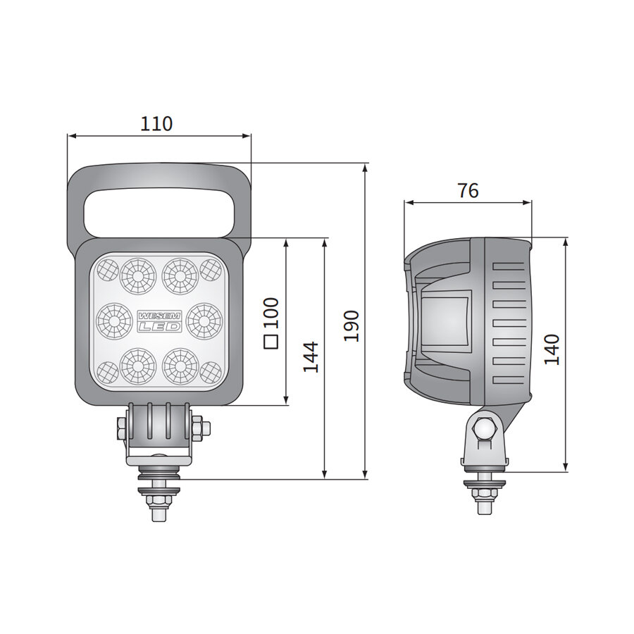 Wesem LED Arbeitsscheinwerfer 3000 LM + 50cm Cable