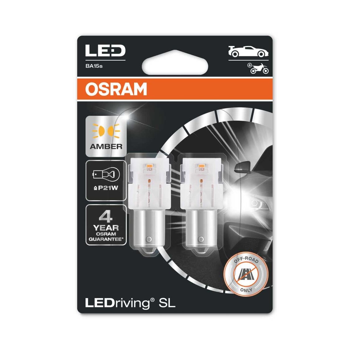 Osram P21W LED Retrofit Orange Satz BA15s 12 volt | OFF-ROAD ONLY Osram P21W LED Retrofit Orange Satz BA15s 12 volt | OFF-ROAD ONLY