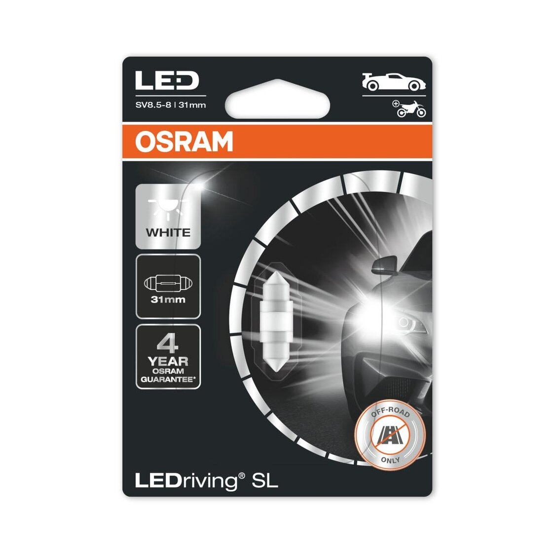 Osram C5W LED Retrofit 31mm Weiß 12V SV8.5-8 | OFF-ROAD ONLY Osram C5W LED Retrofit 31mm Weiß 12V SV8.5-8 | OFF-ROAD ONLY