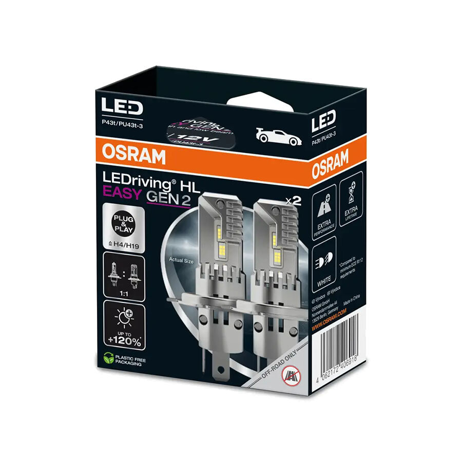 Osram H4/H19 HL Easy GEN2 LED-Scheinwerferset 19W P43t/PU43t-3-1 12V Osram H4/H19 HL Easy GEN2 LED-Scheinwerferset 19W P43t/PU43t-3-1 12V