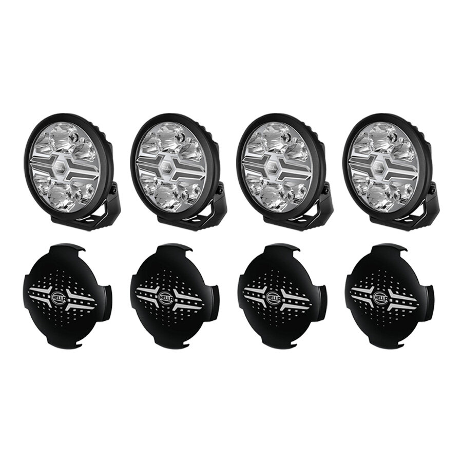 SET 4x Hella LED Fernscheinwerfer Blade 7&quot; Schwarz + Schutzkappen
