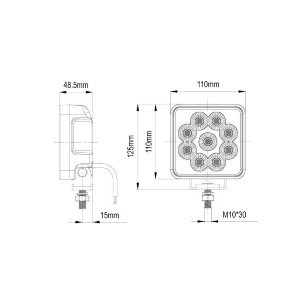 54W LED Arbeitsleuchte Quadratisch 6840LM