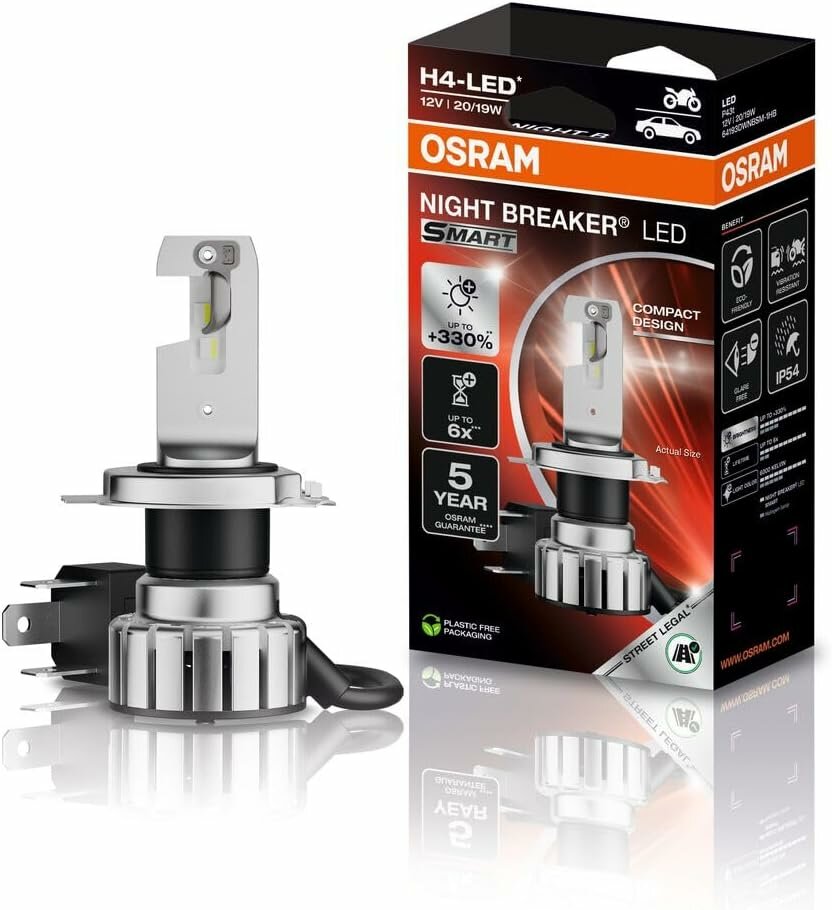 Osram H4 LED Hauptscheinwerfer 12V Motor Night Breaker LED Smart ECE-geprüft pro Stück Osram H4 LED Hauptscheinwerfer 12V Motor Night Breaker LED Smart ECE-geprüft pro Stück