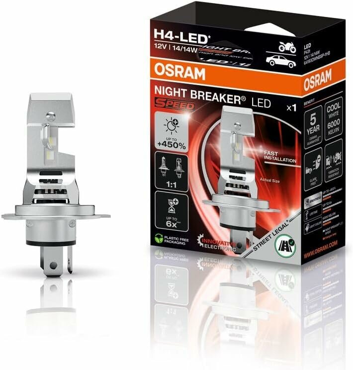 Osram Night Breaker LED Speed H4 450 Street Legal | +450% Osram Night Breaker LED Speed H4 450 Street Legal | +450%