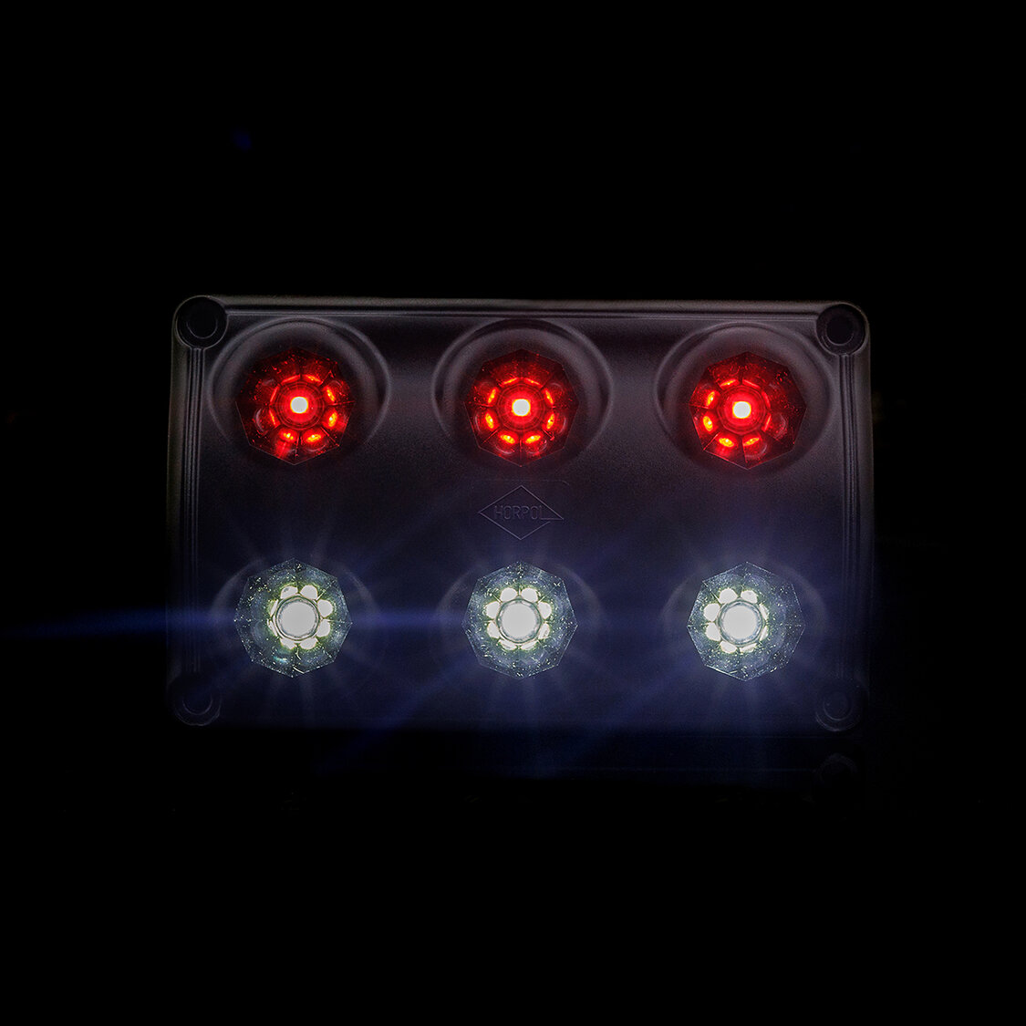 Horpol LED Innenleuchte Schwarz 12-24V | Wei&szlig; + Rot