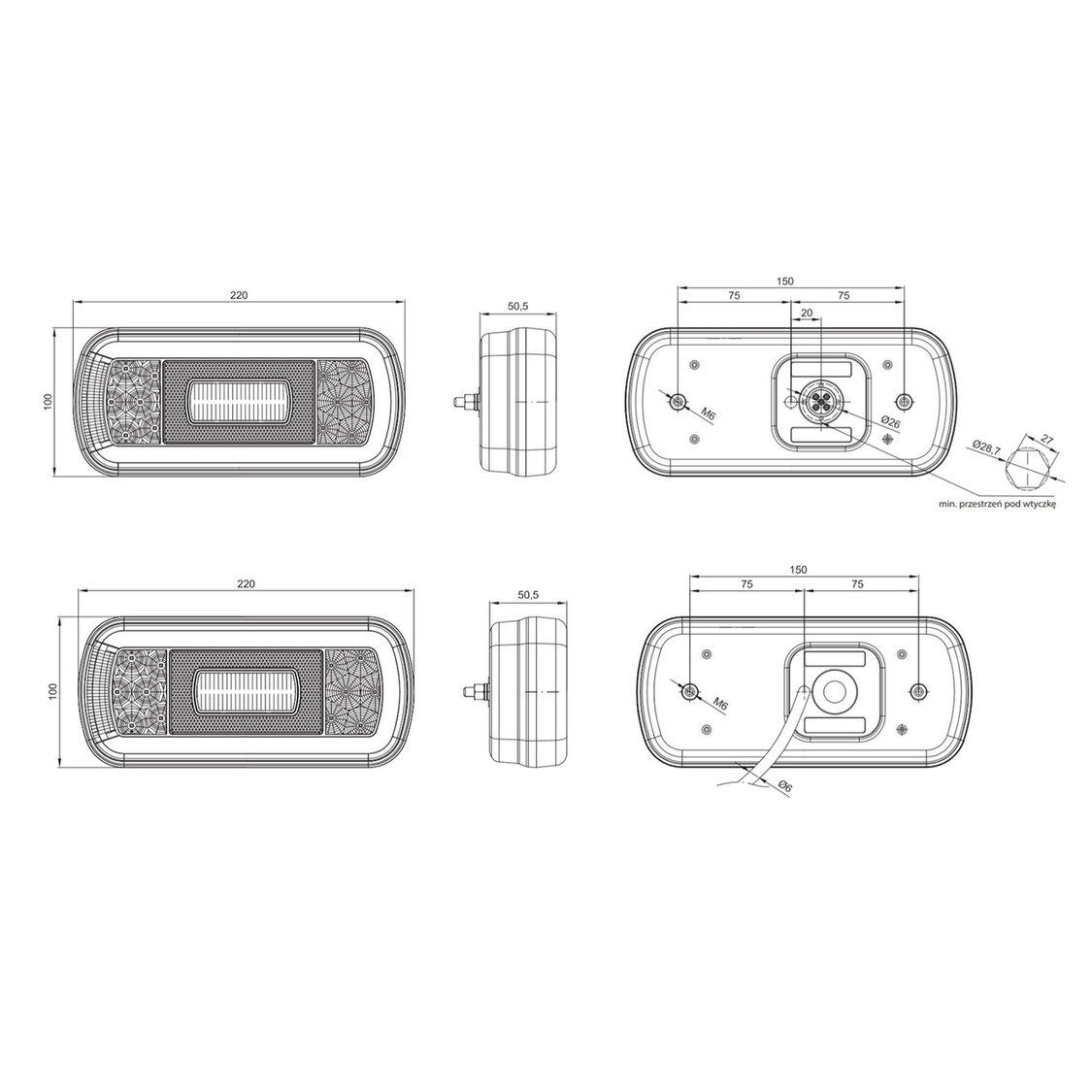 Fristom FT-130 LED R&uuml;ckleuchte 5 Funktionen 5P Bajonet