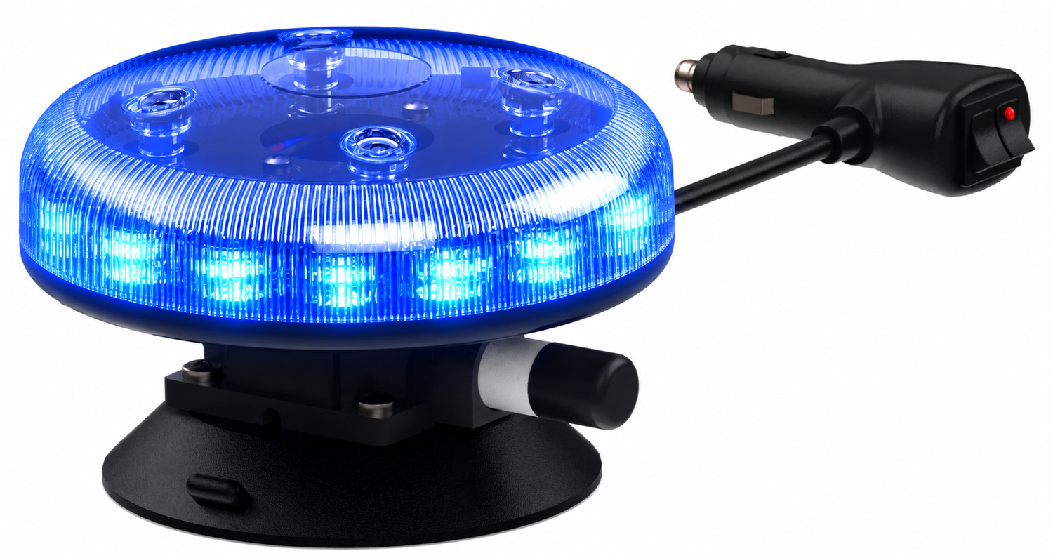 Redtronic Tornado B47 LED Rundumkennleuchte mit Saugn&auml;pf und Zigarettenstecker | Blau 11-30V