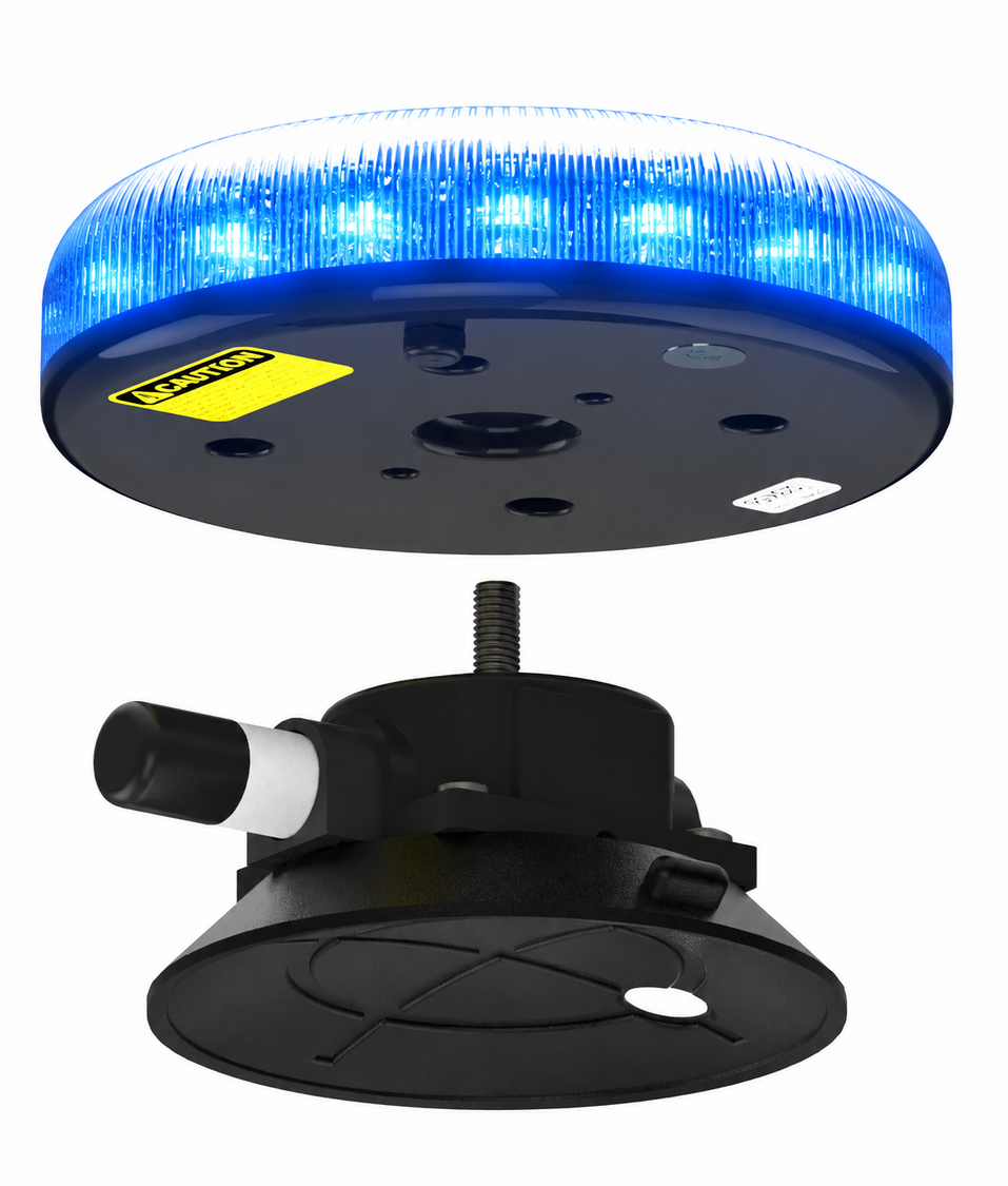 Redtronic Tornado B47 LED Rundumkennleuchte mit Saugn&auml;pf und Zigarettenstecker | Blau 11-30V