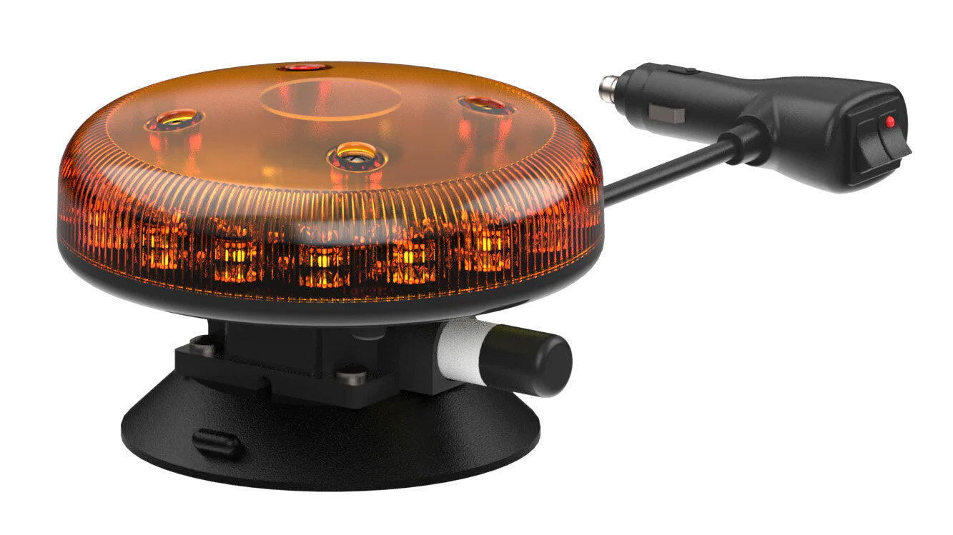 Redtronic Tornado B47 LED-Rundumleuchte Gelb | Saugnapf
