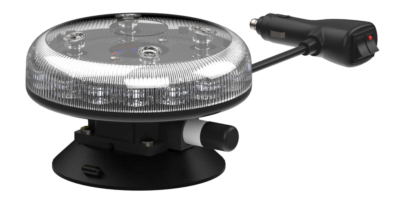 Redtronic Tornado B47 LED-Rundumleuchte Gelb | Klare Linse mit Saugnapf