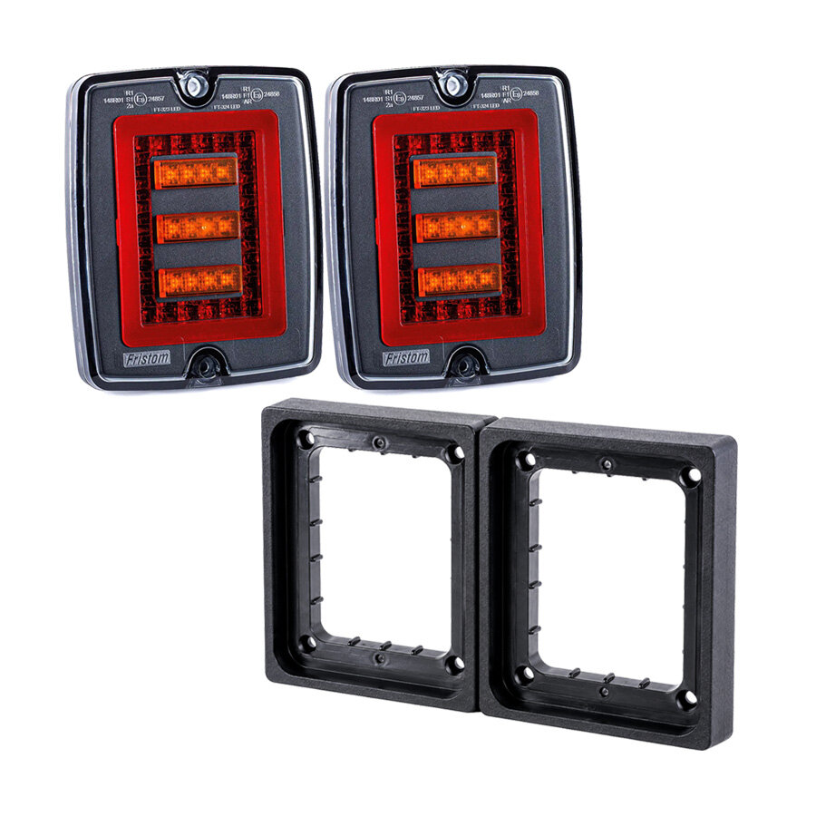 Fristom LED Block-R&uuml;ckleuchten-Set Dark Look | 3 Funktionen 12-30V