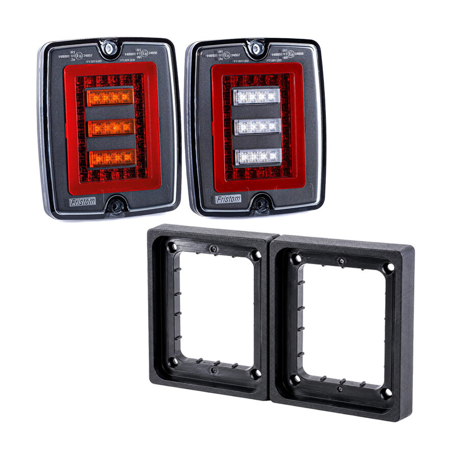 Fristom LED Block-R&uuml;ckleuchten-Set Dark Look | 5 Funktionen 12/24V