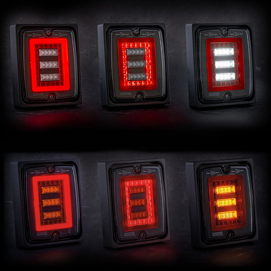 Fristom LED Block-R&uuml;ckleuchten-Set Dark Look | 5 Funktionen 12/24V