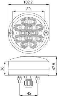 Dasteri LED R&uuml;ckleuchte 3-Funktionen Rund