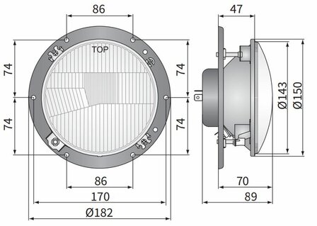 Wesem Hauptscheinwerfer R2 &Oslash;182x89 Incl 12V Birnen