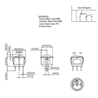 Einbau Schalter Rund 24V 10A Gr&uuml;n