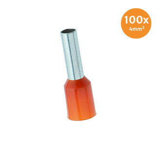 Aderendh&uuml;lse Isoliert 4mm&sup2; Orange 100 St&uuml;ck