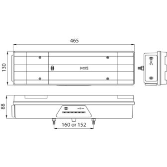 Dasteri Led R&uuml;ckleuchte 7 Funktionen 24 Volt Links