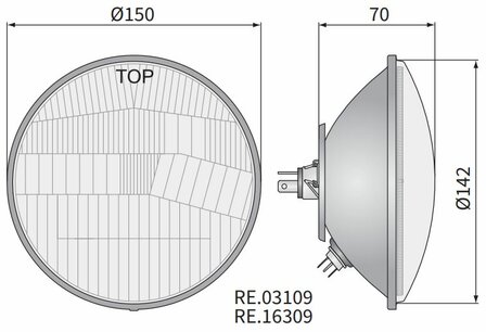 Wesem Hauptscheinwerfer H4 &Oslash;150x86 Metallgeh&auml;use