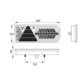 Dasteri DSL-5003TR LED R&uuml;ckleuchte Links + Dreieck Reflektor