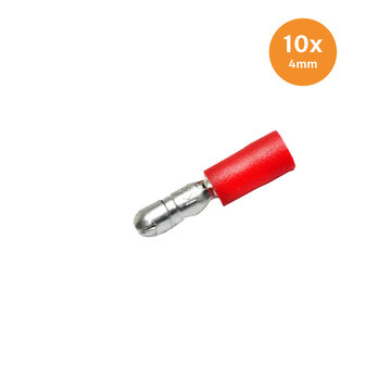 Rundstecker Vollisoliert Rot 4mm (0,5-1,5mm) 10 St&uuml;ck