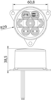 Dasteri LED-R&uuml;ckleuchte 9-33V 2-Funktionen