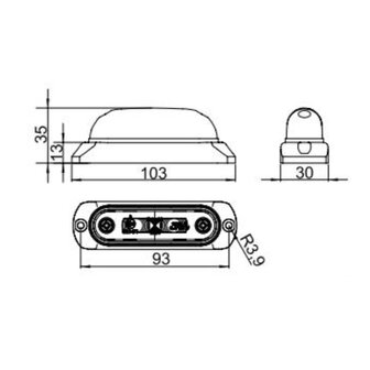 Horpol LED Positionsleuchte Orange Oval + Gummi Aufbau LD-378